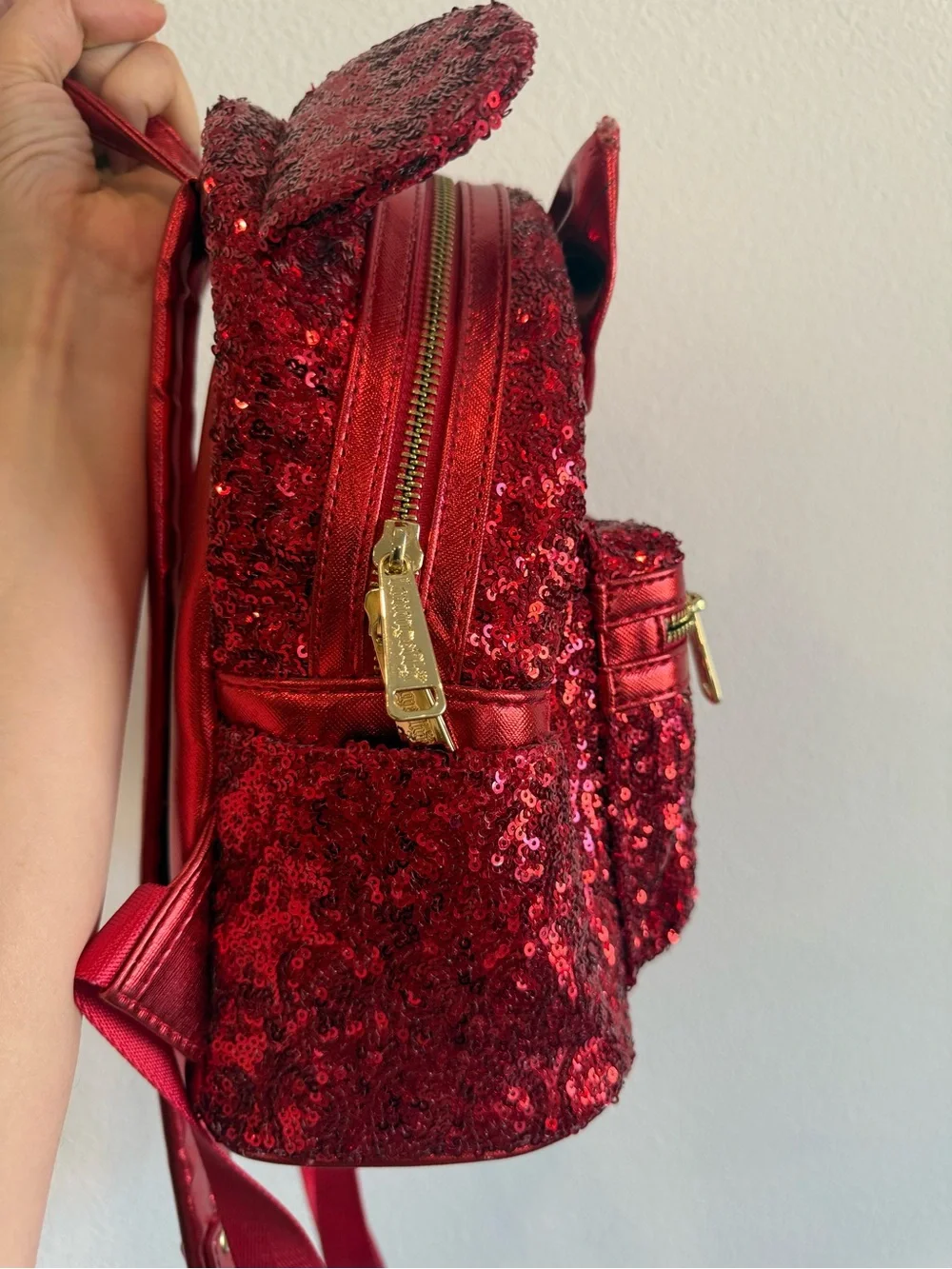 DISNEY PARKS LOUNGEFLY RED SEQUIN MINI BACKPACK